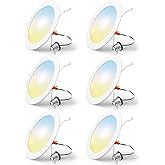 FREELICHT 6 Pack Retrofit LED Recessed Lighting 6 Inch, Selectable 2700K/3000K/4000K/5000K/6000K, Dimmable Flat LED Can Lights, 10W=110W, 1000LM, IC & Damp Rated, ETL & FCC, White