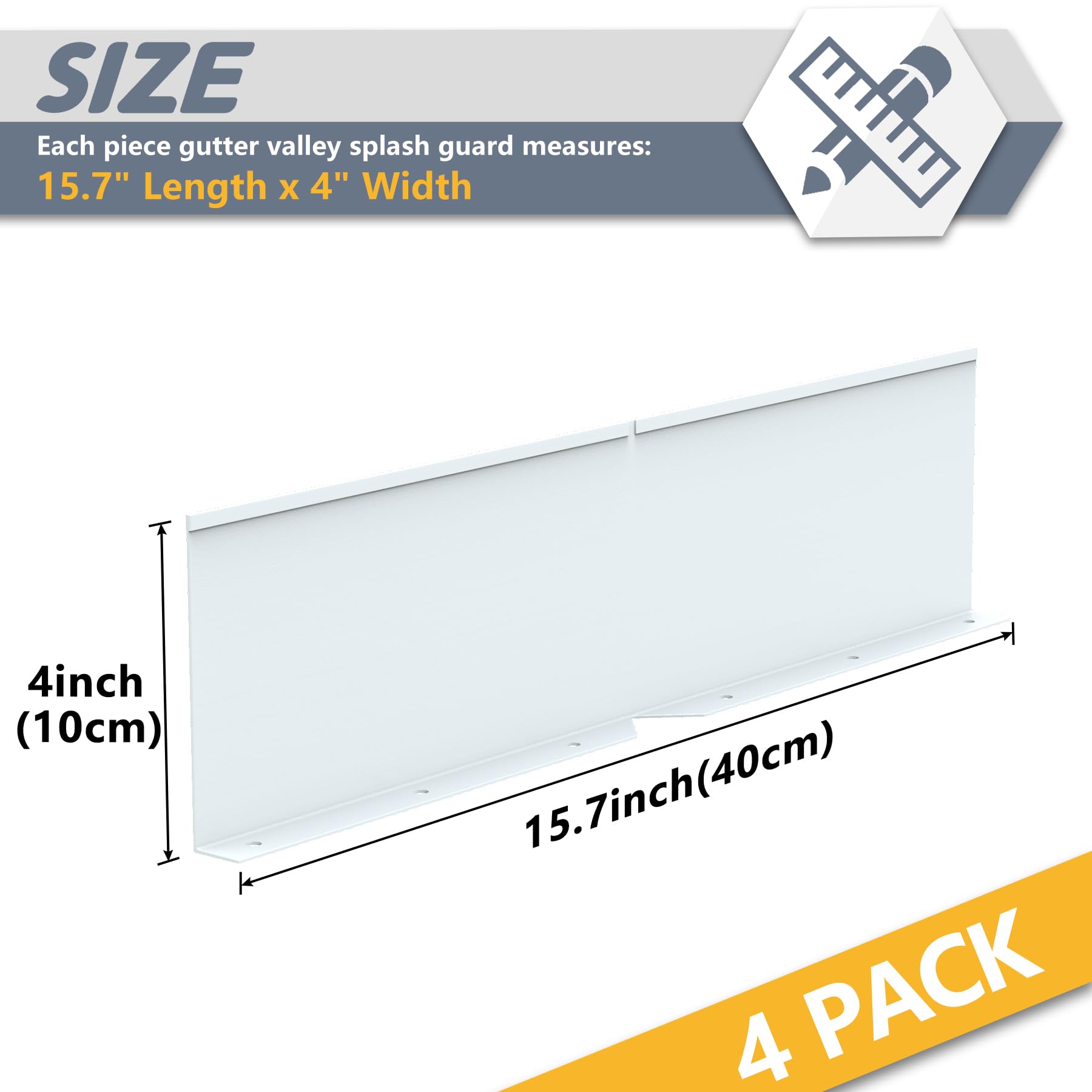 Condition photo showing New/Like New for flamorrow 4 pack aluminum gutter valley splash guards, foldable rainwater roofing gutter guard with 