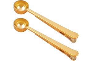 VOICE ON GROWTH Stainless Steel Coffee and Tea Scoop with Bag Clip，Great for Measuring Coffee, Tea，Protein Powder, Instant Drinks and More, 2Pcs Perfect coffee spoon
