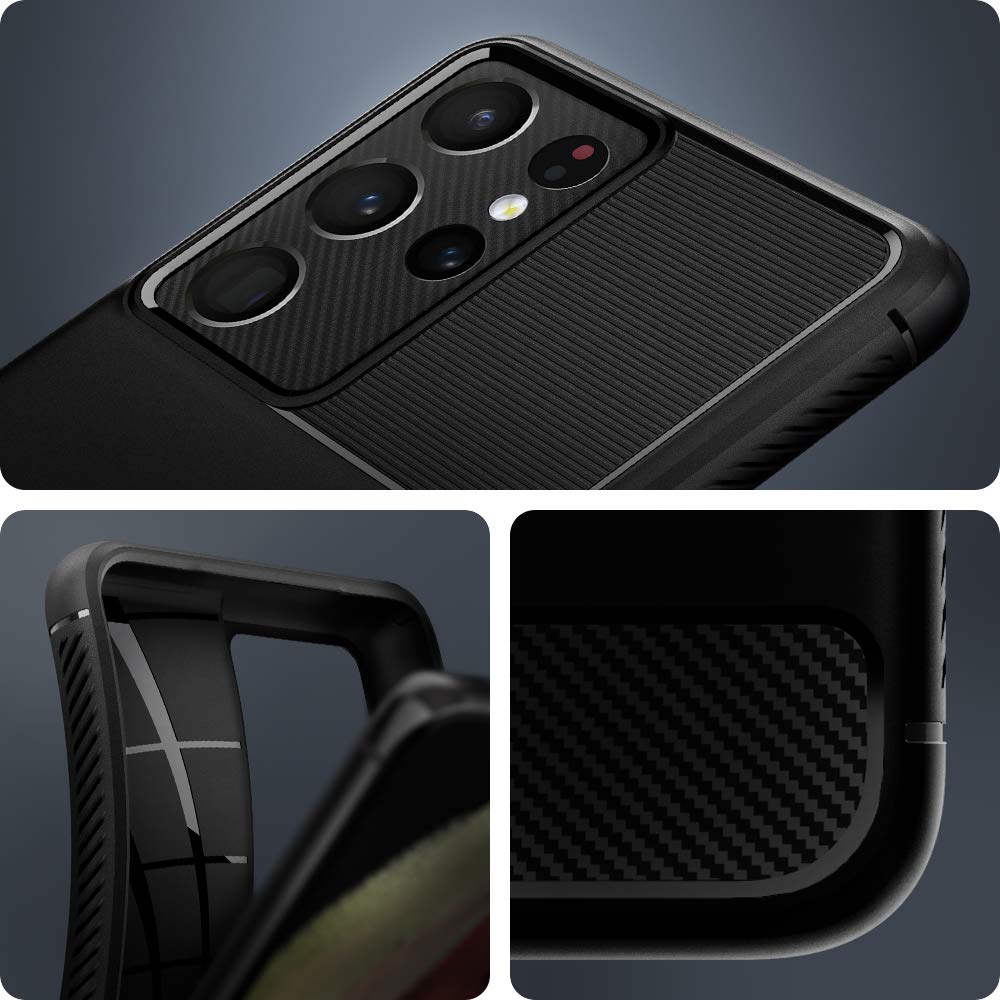 Spigen Rugged Armor Designed for Galaxy S21 Ultra Case (2021) - Matte Black