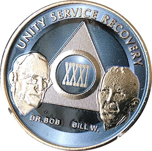 31 Year AA Founders Medallion Titanium Nickel Plated Anniversary Chip XXXI