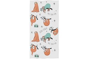 Naanle Chic Funny Sloths Hanging on Tree Branch Music Pattern Soft Bath Towel Absorbent Large Hand Towels Multipurpose for Bathroom, Hotel, Gym and Spa (16" x 30",Floral)