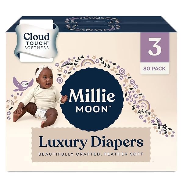 MILLIE MOON LUXURY DIAPERS – SIZE 3 (13-24LBS),...