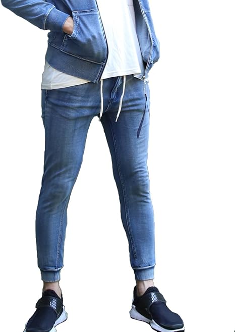 Amazon アークティックプラント Arctic Plant メンズ インディゴ カットデニム ジョガー スウェットパンツ ジーンズ 通販