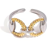 COORWEEL Geometry Paperclip Ring for Women Adjustable Open Link Ring Holiday Jewelry