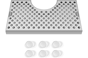 Hgkeke Kegerator Beer Drip Tray with Non-Slip Rubber Pad, Keg bar drip tray for 3 inch beer tower beverage dispenser Stainless Steel Spill Pan without Drain