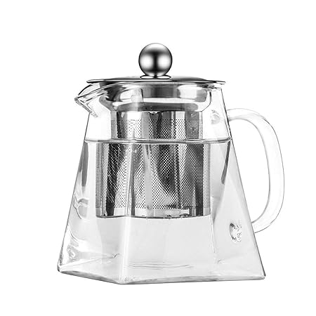 Kimmyer Buena Tetera de Vidrio con infusor y Tapa de Acero ...