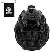 Aztec Death Whistle, Skull Quetzalcoatl Design 125+ Decibels Loudest Authentic Human Sounding Screams War Whistles Real Screaming with Drawstring Bag Gifts Collectible (Black)
