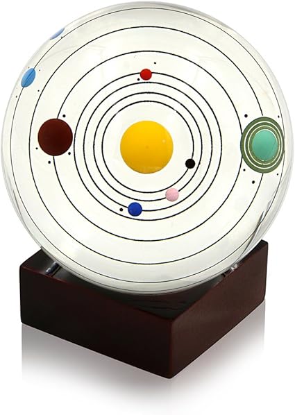 Sumnacon Clear Crystal Ball Sphere 80mm 3 Inch Solar System Crystal Ball With Wood Stand Planet Balls For Astronomer Decoration Lover Of Space