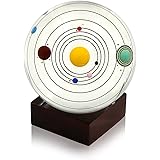 Hipiwe Clear Crystal Ball 80mm Solar System Crystal Ball with Stand Shows All Eight Planets