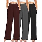 Kivdol 3PACK Women's Casual Loose Wide Leg Cozy Pants Yoga High Waisted Sweatpants Comfy Lounge Pants with Pants with Pockets