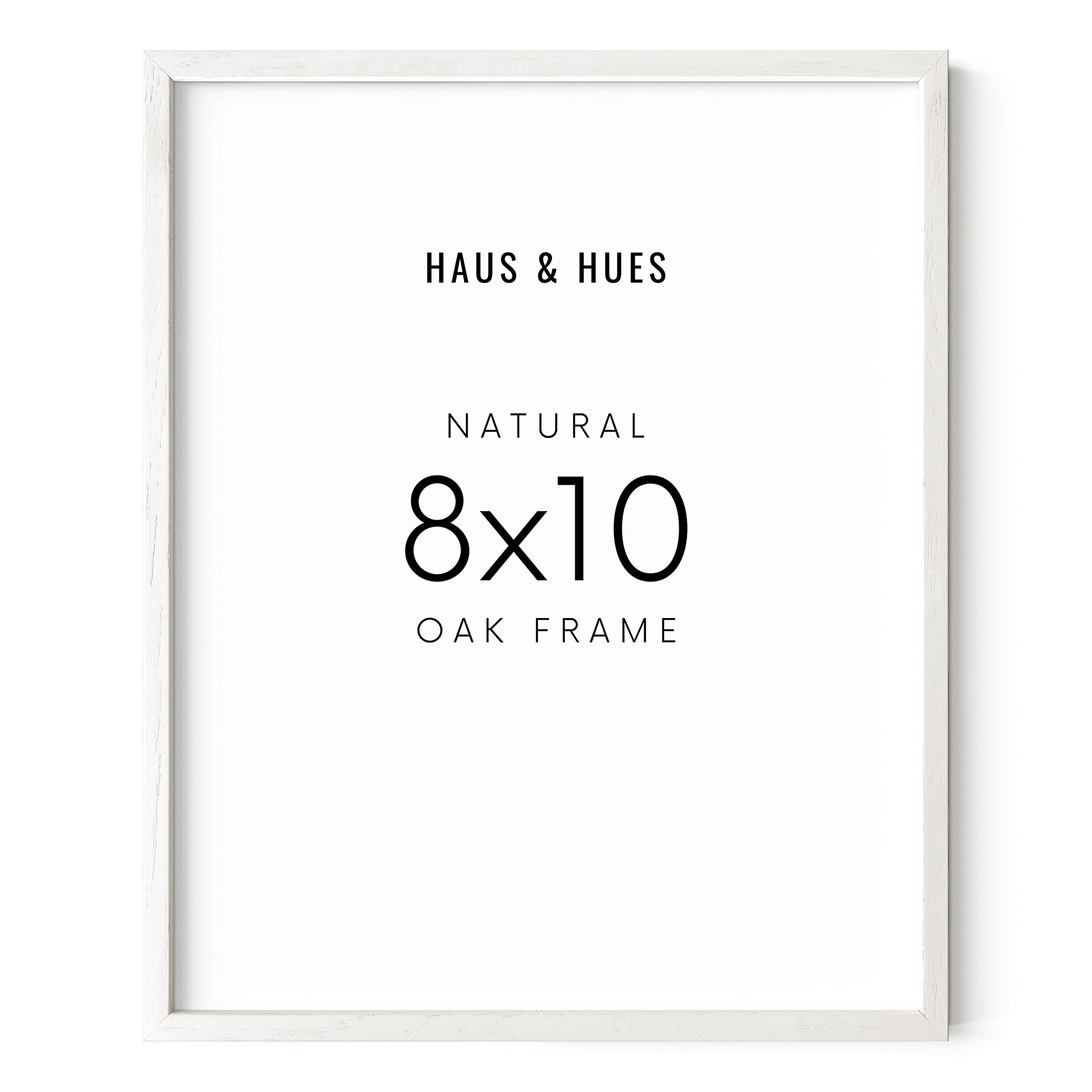 HAUS AND HUES 8x10 White Picture Frame - White Oak Wooden Frame — image 1