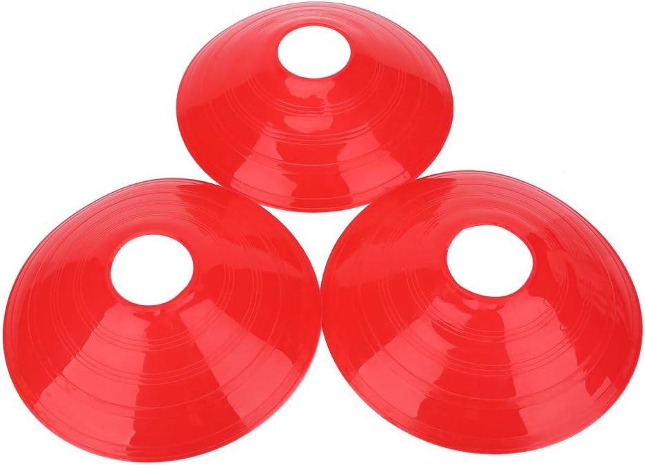 VGEBY1 10Pcs Football Space Marker, Mini Soccer Training Round Disc Cone Saucer Space Marker with Carrying Handle(Red) - Image 4