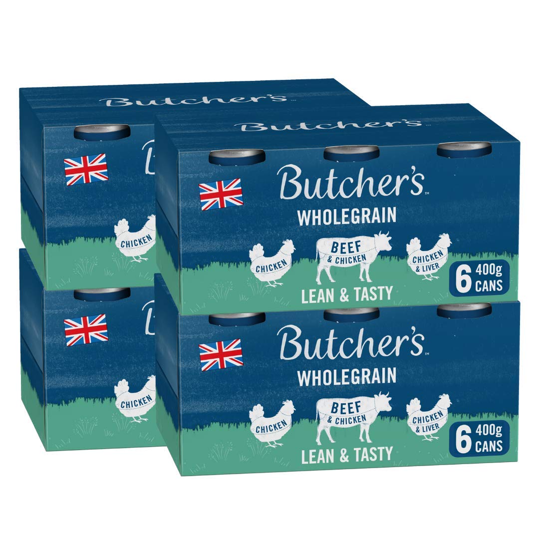BUTCHER'S Lean and Tasty Low Fat Recipes Wet Dog Food Tin Cans Variety pack, 9.6kg (24 x 400g)