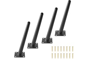 KARINA QURATZ Set of 4 Furniture Legs 10 Inch Modern Furniture Legs Mid Century Oblique Conical Metal Legs Metal High Tapered Slant Feet Sofa Replacement Legs for Desk, Cabinet, Table+Mounting Screws(Black)