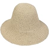 KORADI Womens Sun Hats Straw Hat Summer Beach Hats Foldable Floppy Cap Wide Brim Woven Bucket Hat
