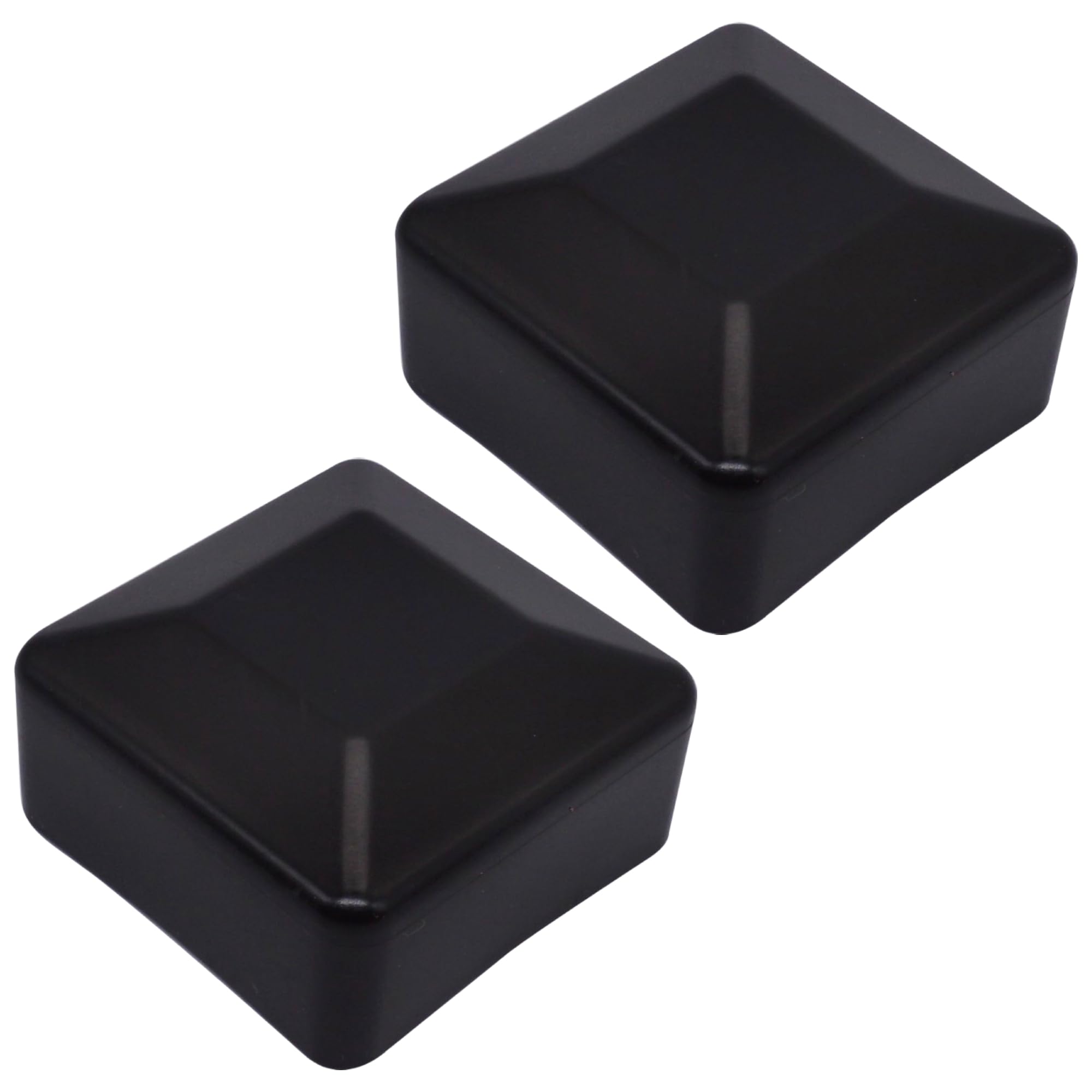 SKIR'CO (2 pcs) Fence Post Caps, Square 50 x 50 mm Black Plastic Caps for Fence Posts, Black RAL 9005 Colour