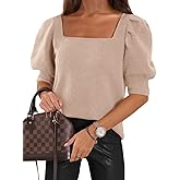 Womens Puff Short Sleeve Sweater Tops 2025 Spring Summer Trendy Casual T Shirts Blouse