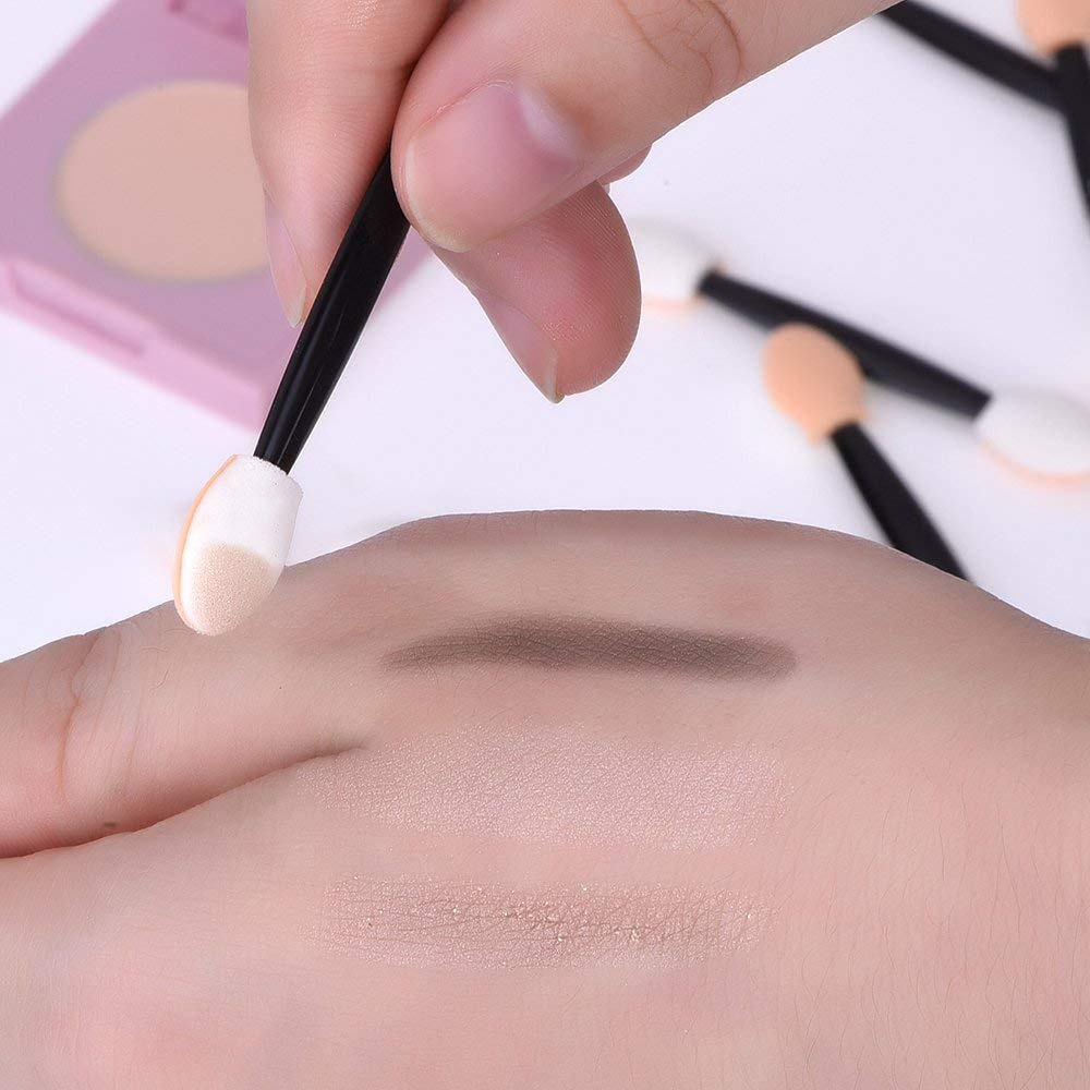 Onwon 100 Pcs Disposable Dual Sided Eyeshadow Brush, Double Ended Sponge Applicator Oval Tipped Eyeliner Brush Makeup Brush Tool: Beauty