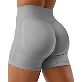 VOYJOY Workout Biker Shorts Women High Waist Seamless Hidden Scrunch Butt Lifting 4.5" Impact Yoga Gym Shorts