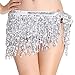 MUNAFIE Women's Belly Dance Hip Scarf Performance Outfits Skirt Festival Clothing Silver,One Size
