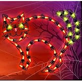 LAMPHOME 17'' Halloween Decorations Window Silhouette Holiday Displays, Light Up Lights, Lighted Cat for Party Home Tabletop Ornamet (Cat)