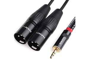 NANYI XLR to 3.5mm Splitter Cables, TRS Stereo Male to Two XLR Male Interconnect Audio Microphone Cable, Y Splitter Adapter C