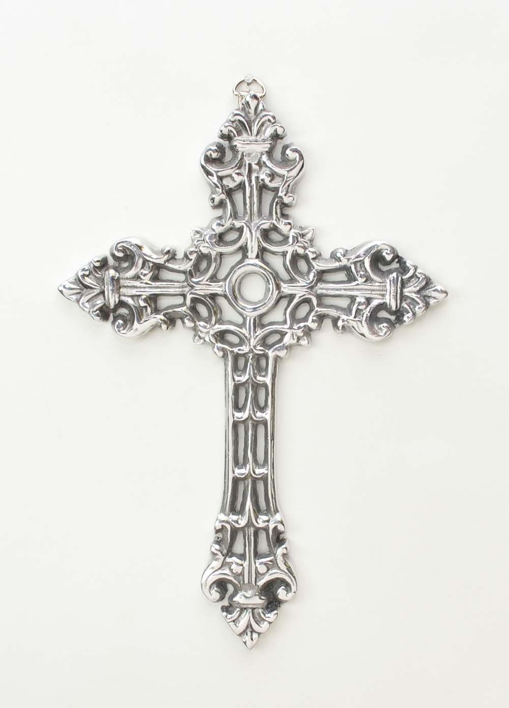 Polished Aluminum Wall Cross w/Circle-9h