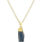 NJCRAFT Raw Electroplated Necklace -Gold Plated 18 inch Chain (2 In extender) | Natural Electro Plated Rough Pendant, Hand-made Boho Minimalist Healing Crystal Jewelry for Women, Gift