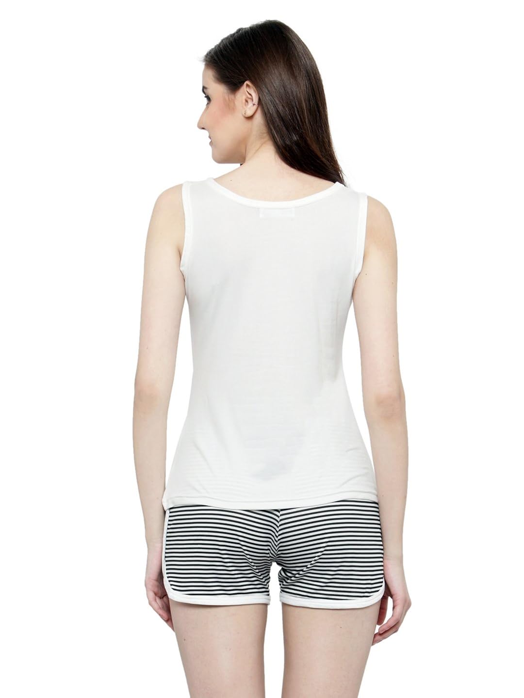 n-gal women white printed nightwear top and shorts loungewear set-nayn33-white