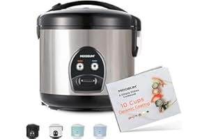Moosum Rice Cooker Maker 10-Cup(Uncooked) with Steamer, Ceramic coating, BPA Free, Large capacity, Stainless Steel