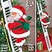 Climbing Santa Claus on Ladder,Electric Santa Climbing Ladder to Tree, Climbing Up and Down Santa Claus on Ladder with Music and Bag of Presents Tree Holiday Party Home Door Wall Decoration Xmas Ornam
