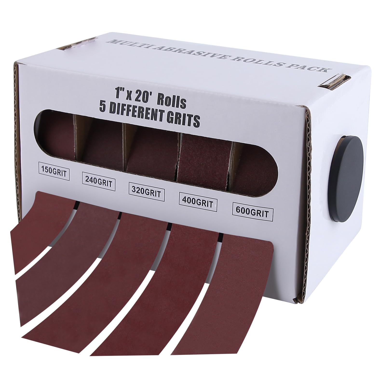 GOLD DEER 5 Grits Abrasive Sand Paper Set Sandpaper Roll Boxed Multi-Roll Assorted Abrasive Rolls Emery Cloth Roll 150 240 320 400 600 Grit Sandpaper Rolls for Wood Metal Polishing,Each Roll (6M)