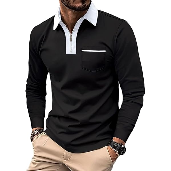 トップス MAN-TLE LongSleeve Polo sizeM Mens Athletic Fit Polo Shirts Long Sleeve Cotton Golf Tee Shirts