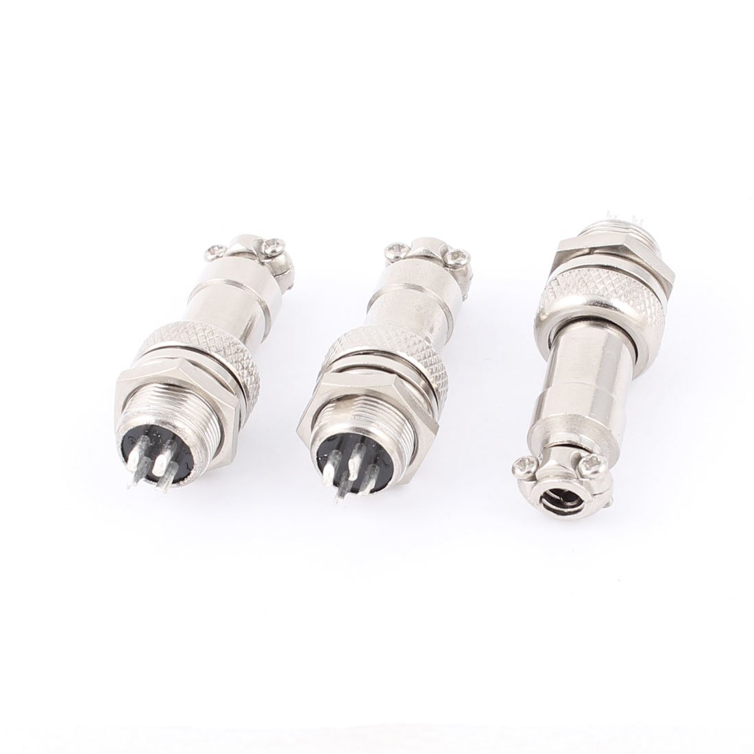 sourcing map GX12-4 4-Pin 12mm Male Female Panel Metal Connector Aviation 3Pcs