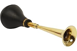 IBA Indianbeautifulart Vintage Brass Bugle Horn Retro Clown Horn Metal Air Horn with Squeeze Bulb for Old Car- Taxi- Golf Cart