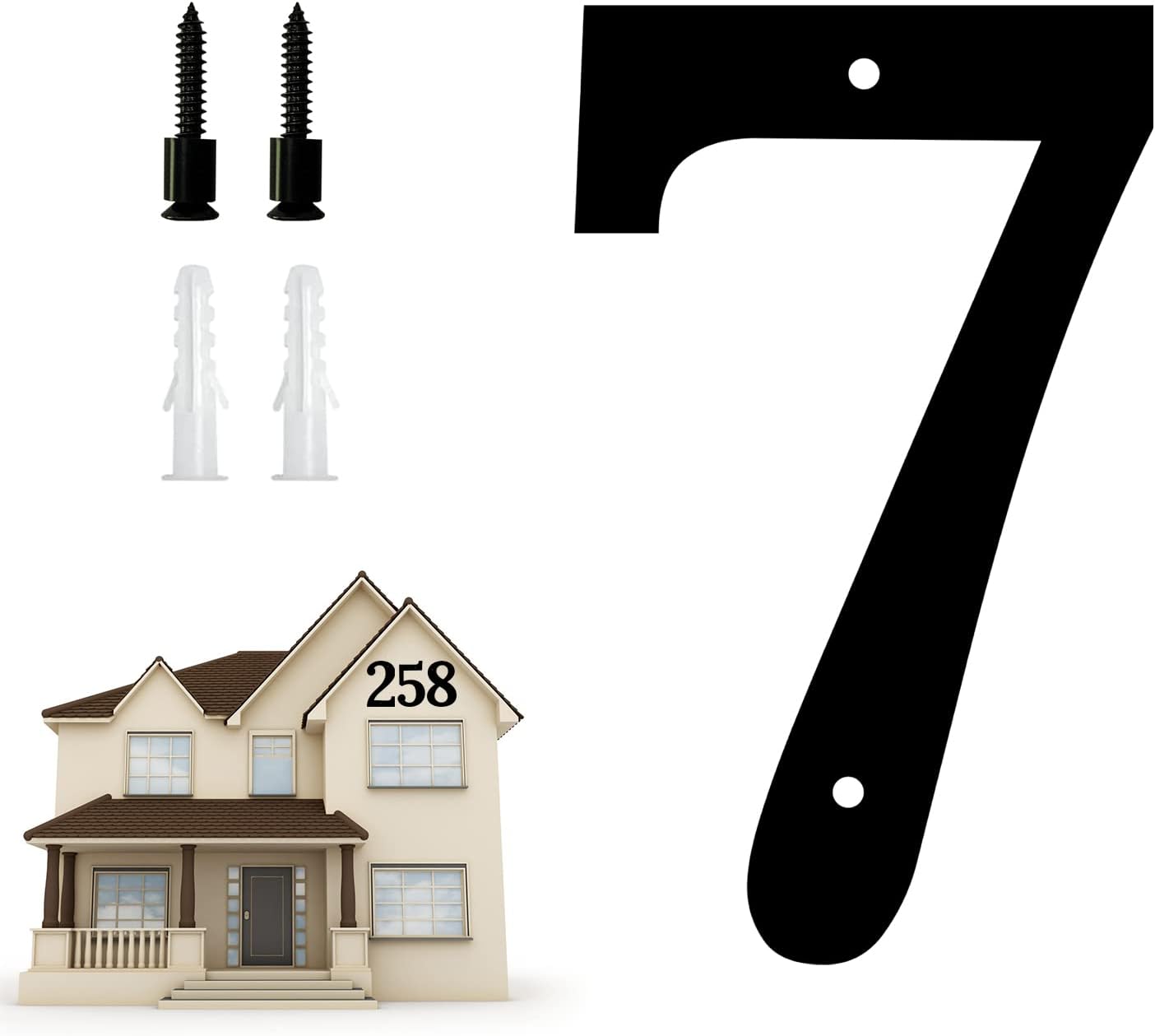 Address Signs - 10.6 Inch Large House Numbers, Modern Floating for Outside Large Metal House Numbers Black Coated Rust-Proof Home Address Numbers Plaques Metal Numbers (7)