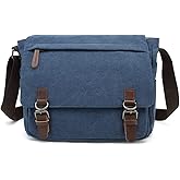 Sechunk Canvas Vintage Messenger Bag Shoulder bag Leather Large Travel Crossbody bags for men women 15inch Laptop
