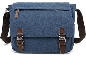Sechunk Canvas Leather Messenger Bag Shoulder bag Cross body bag Crossbody large for men boy girl student school