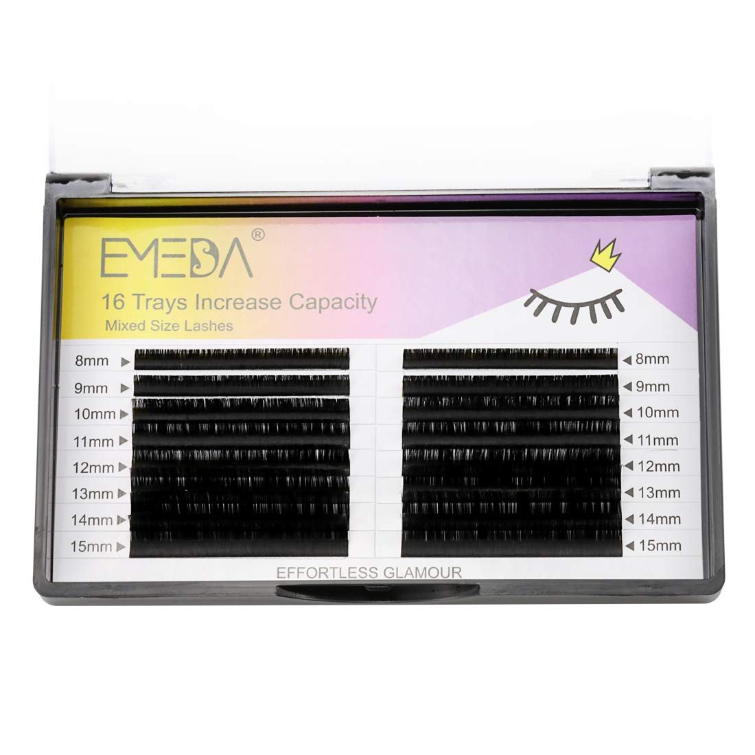 16 Rows Eyelash Extensions D Curl .15 Mixed Tray 8-15mm Lash Extension Supplies 9 10 11 12mm 13mm 14mm Silk Faux Mink False Eye Lashes Individual Single Profession Set Salon Use by EMEDA