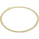 KISPER Gold Ankle Bracelets for Women, 18K Gold Plated 925 Sterling Silver Anklets, Waterproof Tarnish Resistant, Curb/Rope/Figaro/Mariner Chain, 9, 10, 11 Inch