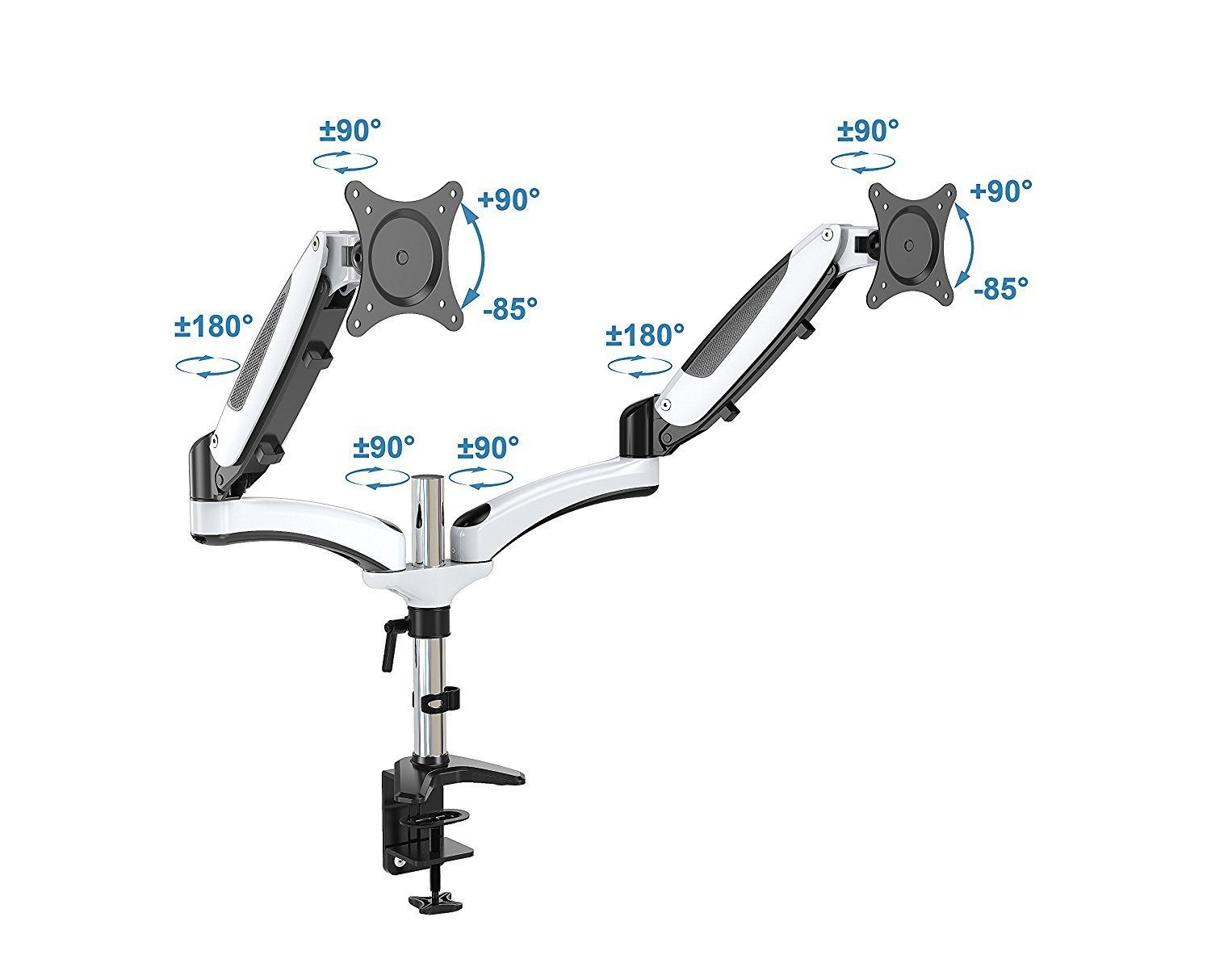 HUANUO Full Motion Dual Monitor Arm Mount, Gas Spring Height Adjustable Computer 695638567027 eBay