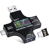 Eversame 2 in 1 Type C USB Tester Color Screen LCD Digital Multimeter, USB C Voltage Current Voltmeter Amp Volt Ammeter Detec