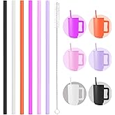 12 Inch Reusable Replacement Straws Compatible with Simple Modern Tumblers-40 Oz Tumbler Straw Replacement For Iron flask Cup-6 Pack Multicolor Straws, 1 Cleaning Brush