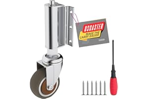 USCaster 2inch Gate Caster for Wooden Gate - 360 Degree Rotation, Solid Rubber Tire, Spring-Loaded, 80lbs Capacity,with Screws & Screwdriver