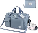 Flintronic Travel Duffel Bag 50L Foldable Lightweight Wet Dry Pocket Blue view 9