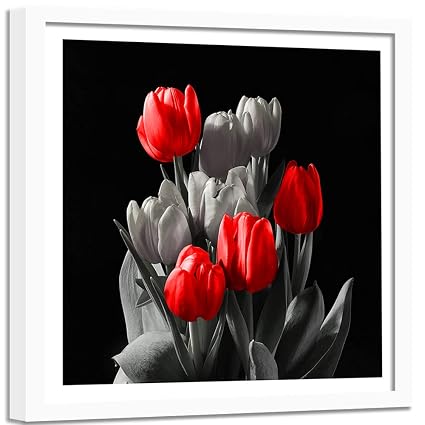 Image Cadre Blanc Xxl Tulipes Poster Art Fleurs Bouquet