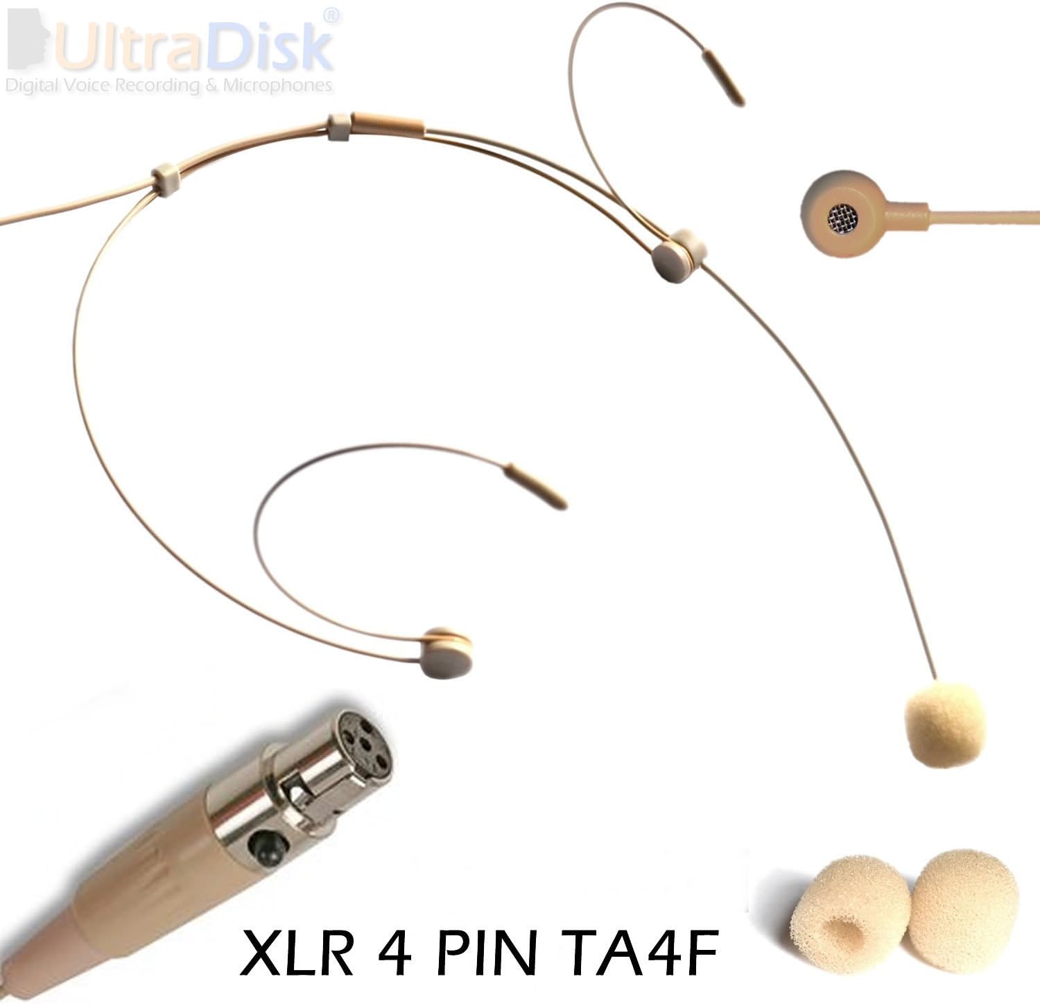 Headworn Skin Microphone 4 pin mini XLR TA4F Wireless Body Transmitters Beige Unidirectional
