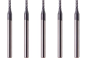 LU&MN Carbide Square End Mill - 4 Flute - 1/16" 4T (5 Piece, 1/16") - for Milling Alloy Steels, Hardened Steel, Metal & More – Mill Bits Sets for DIYers & Professionals