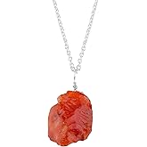 NJCRAFT Raw Gemstone Pendant Necklace for Women |Natural Healing Crystal Rough Pendant 15–25 Carat | Silver Plated Chain 16+2 Inch Adjustable | Gift Jewelry